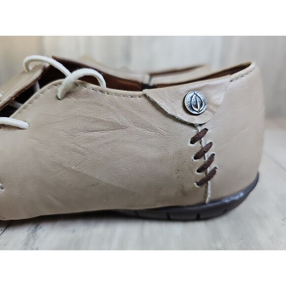 Sergio Tomani Tuka Leather Lace-Up Flats Tan Beige Shoes Size US Women’s 8.5 - Picture 6 of 11
